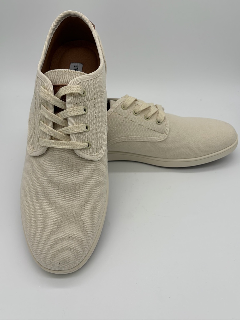 Steve Madden Men's Fenta Canvas Sneakers Cream Fab Size 11.5 NIB